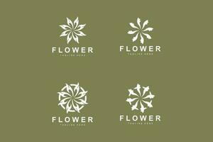 floral logo, hojas y flores botánico jardín vector, floral diseño de vida vector