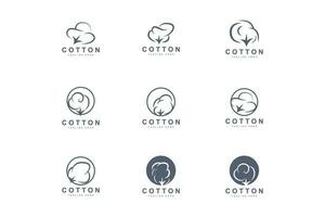 Cotton Logo, Soft Cotton Flower Design Vector Natural Organic Plants Apparel Materials And Beauty Textiles