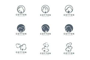 Cotton Logo, Soft Cotton Flower Design Vector Natural Organic Plants Apparel Materials And Beauty Textiles