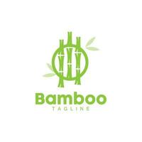 Bamboo Logo, Panda Food Green Plant Vector, Simple Minimalist Design, Illustration Element Template vector