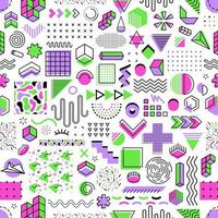 Memphis geometric shapes abstract seamless pattern vector