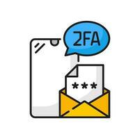 2FA verification icon, security code in message vector