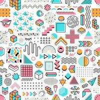 Memphis geometric shapes seamless abstract pattern vector