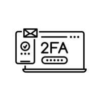2FA, two factor verification through laptop, phone vector
