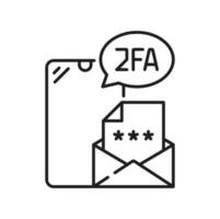 2FA two factor verification icon, e-mail password vector