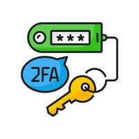 2fa dos factor verificación icono, seguridad código vector