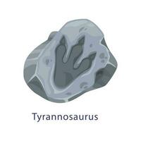 Tyronnosaurus dinosaur footprint, stone fossil vector