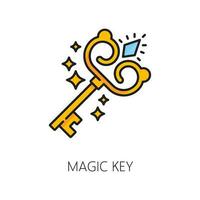 Magic key witchcraft and magic icon, skeleton vector