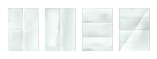 blanco doblada papel hojas con cruce pliegues vector