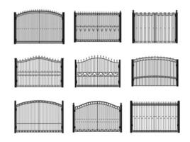 hierro puertas, metal vallas y acero forjado vector