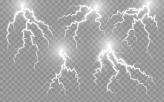 Lightning effect. Thunder bolt, electric spark vector