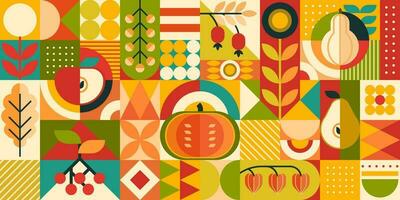 Autumn and Thanksgiving harvest Bauhaus pattern vector