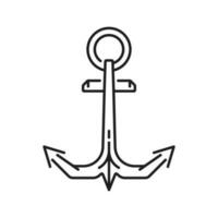 Marine vessel anchor line icon, ocean travel sign vector