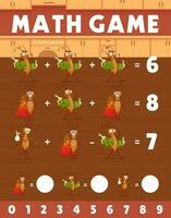 Math game worksheet cartoon cockroaches on kitchen vector
