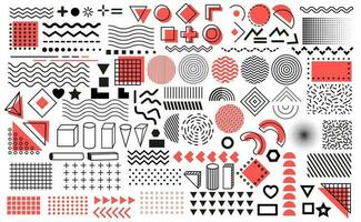 Memphis geometric shapes, minimal line patterns vector