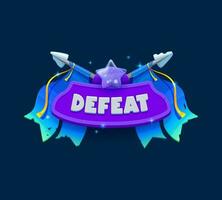 Defeat game badge or shield ui arcade final banner vector