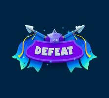 Defeat game badge or shield ui arcade final banner vector