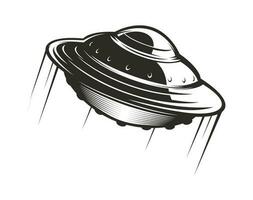 Ufo icon flying saucer with trails isolated sign vector