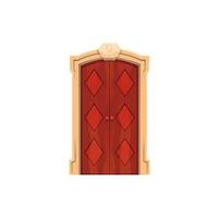 Front door with doorway, vintage red wooden gates vector