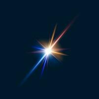 Sparkle flare and flash effect, glow light burst vector