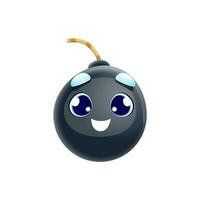 Cartoon cute bomb character with wick or fuse vector