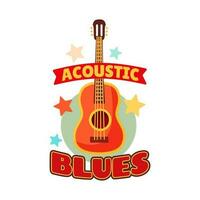 Blues music festival guitar icon, acoustic concert vector