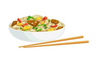 Cartoon noodles, chinese new lunar year food vector