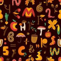 Autumn and Thanksgiving letters or numbers pattern vector