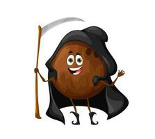 Cartoon halloween coconut character, vector nut