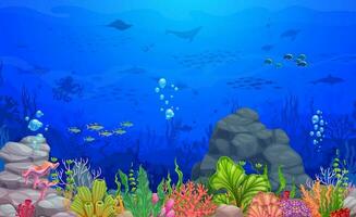 Cartoon underwater landscape, game level, vector