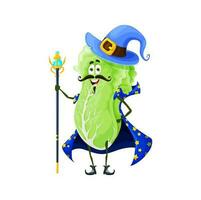 Cartoon Halloween chinese cabbage character wiz vector