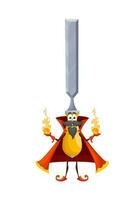 Cartoon halloween bit or chisel wizard character vector