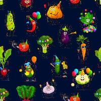 Cartoon funny vegetable characters on birthday vector