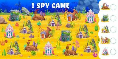 I spy game cartoon fairytale underwater houses vector