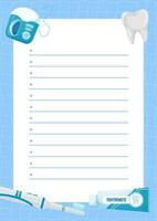 Dental to do List Planner. Design template with dental care tools. Vector. vector