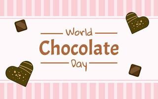 World chocolate day design template. Chocolate blocks. Post with chocolate desserts. Vector illustration in cartoon style