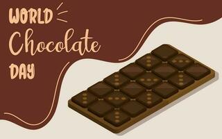 World chocolate day design template. Chocolate blocks. Post with chocolate desserts. Vector illustration in cartoon style