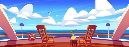 Cartoon yacht deck with beautiful sea view vector