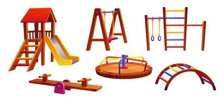 Cartoon playground equipment set vector