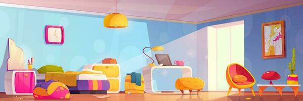 Groovy room vector interior design background