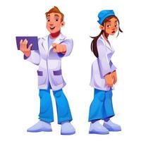 Doctor and nurse, hospital medical staff vector