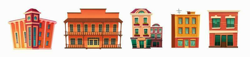 Retro city building vector cartoon house shop icon