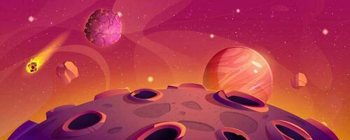 Space planet background cartoon game landscape vector