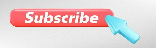 Red subscribe button vector icon with arrow click