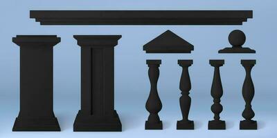 Realistic 3D set of antique architecture elements vector