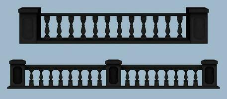 Realistic 3D set of classical balustrade handrails vector