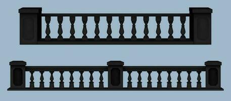 Realistic 3D set of classical balustrade handrails vector