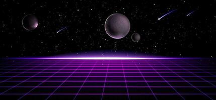 Digital retro cyber surface. landscape of the 80s vector