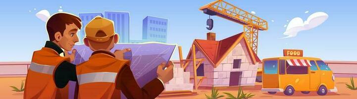 trabajador construir casa, grua equipo ilustración vector