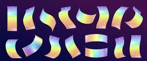 Isolated neon holographic confetti vector set